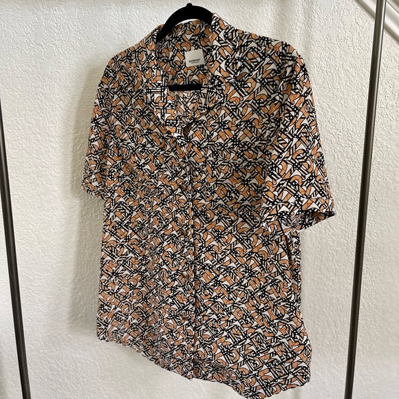 Burberry Women’s Silk Shirt Tierney Check Monogram Size US 6